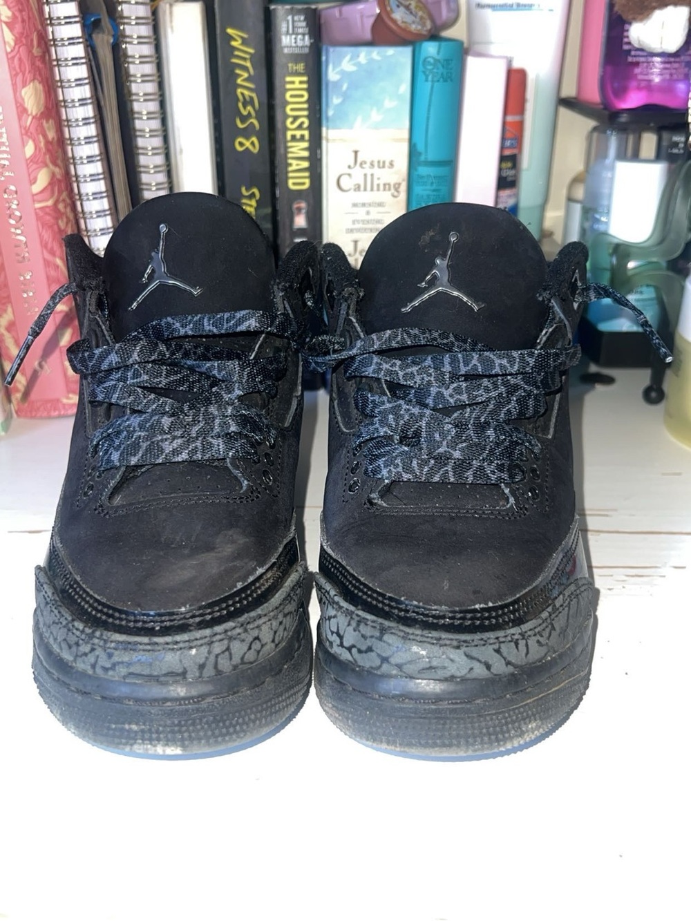 Jordan Black & Grey Elephant Print Low-Top Sneakers